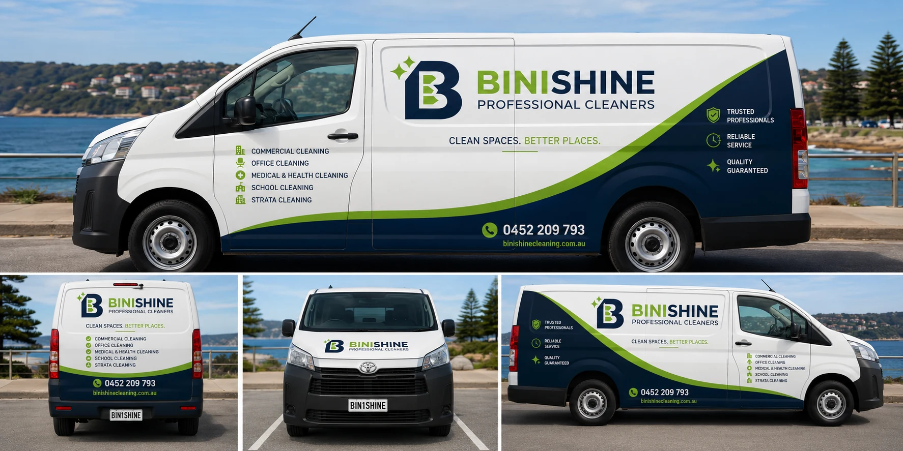 Binishine professional cleaning van full view